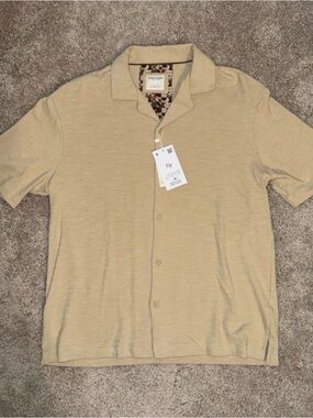 Denim & Flower Short Sleeve Button Shirt - Beige